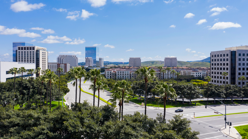 Arial view of skyline in Orange County, CA. Dental services in Orange County, CA